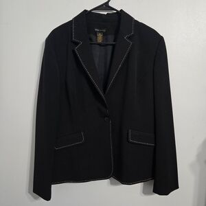 V#14 Grace Dane Lewis Black Jacket/Blazer w/white stitching size 16‎